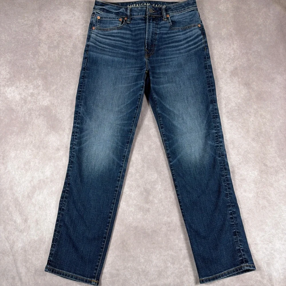 American Eagle Athletic Straight Airflex+ Temp Tech Jeans 31x32 Blue Denim Mens